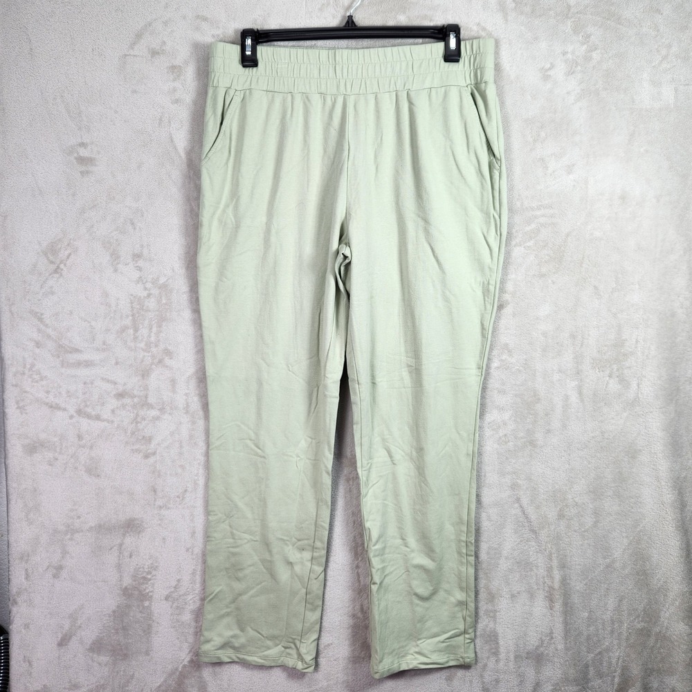 Belle Kim Gravel Pants Women Large Desert Sage French Terry Straight Leg A714164